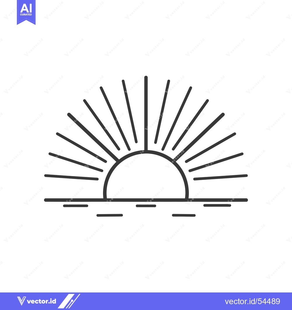 Premium Vector dari Line Art Illustration of a Sunset Over Water