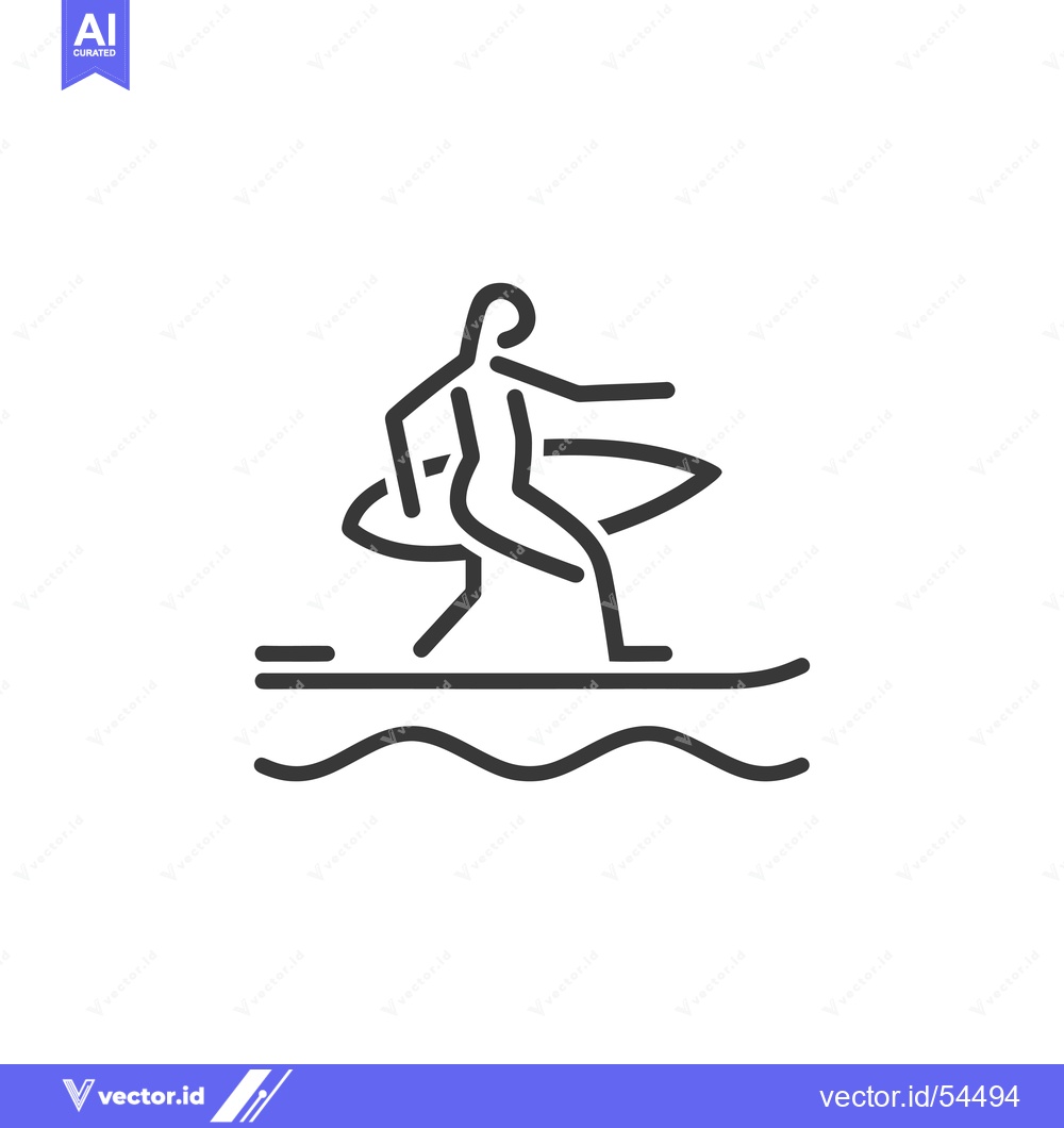 Premium Vector dari Line art illustration of a surfer riding a wave