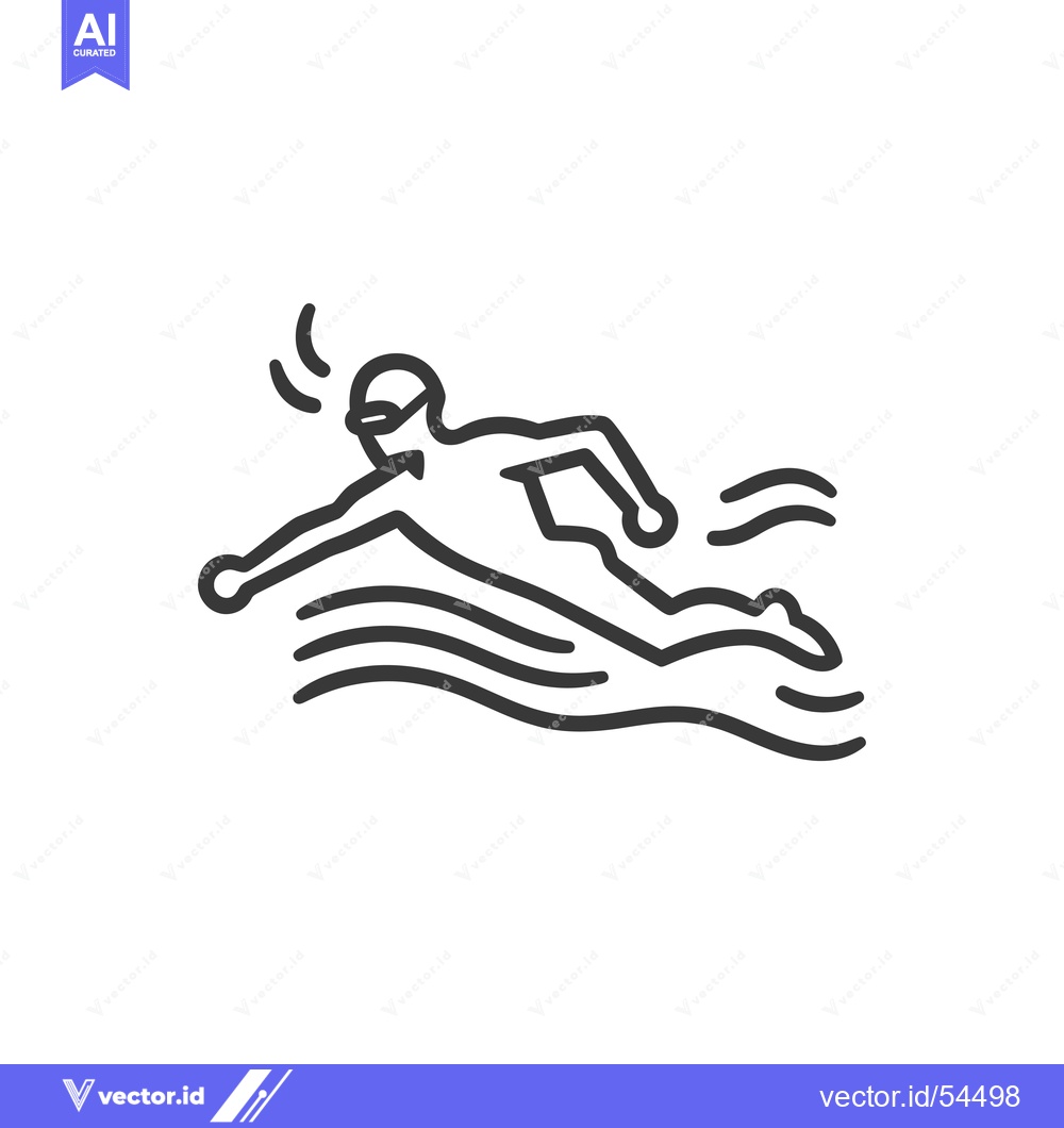 Premium Vector dari Line Art Illustration of a Swimmer in Water