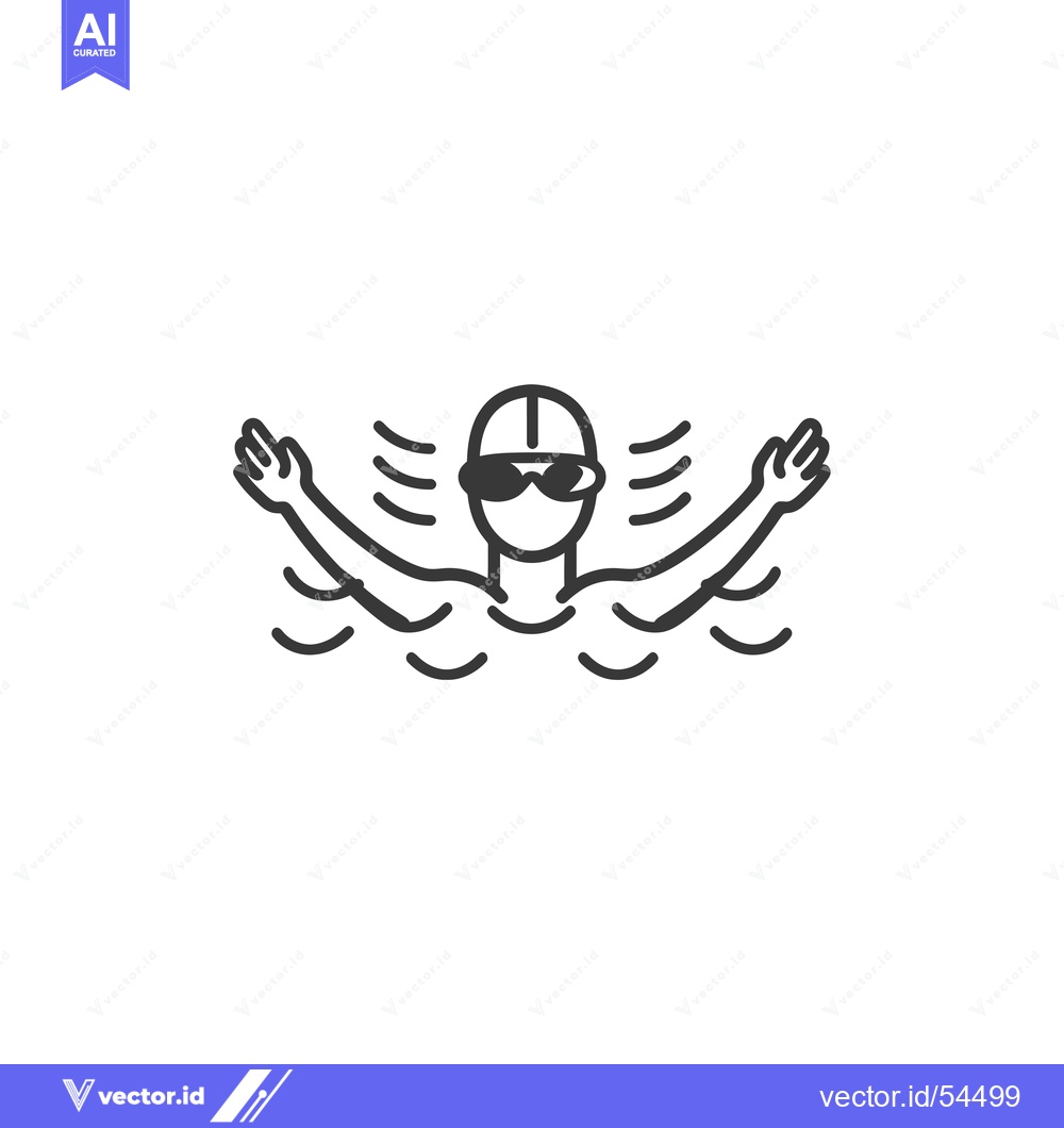 Premium Vector of Line Art Illustration of a Swimmer with Goggles and Swim Cap
