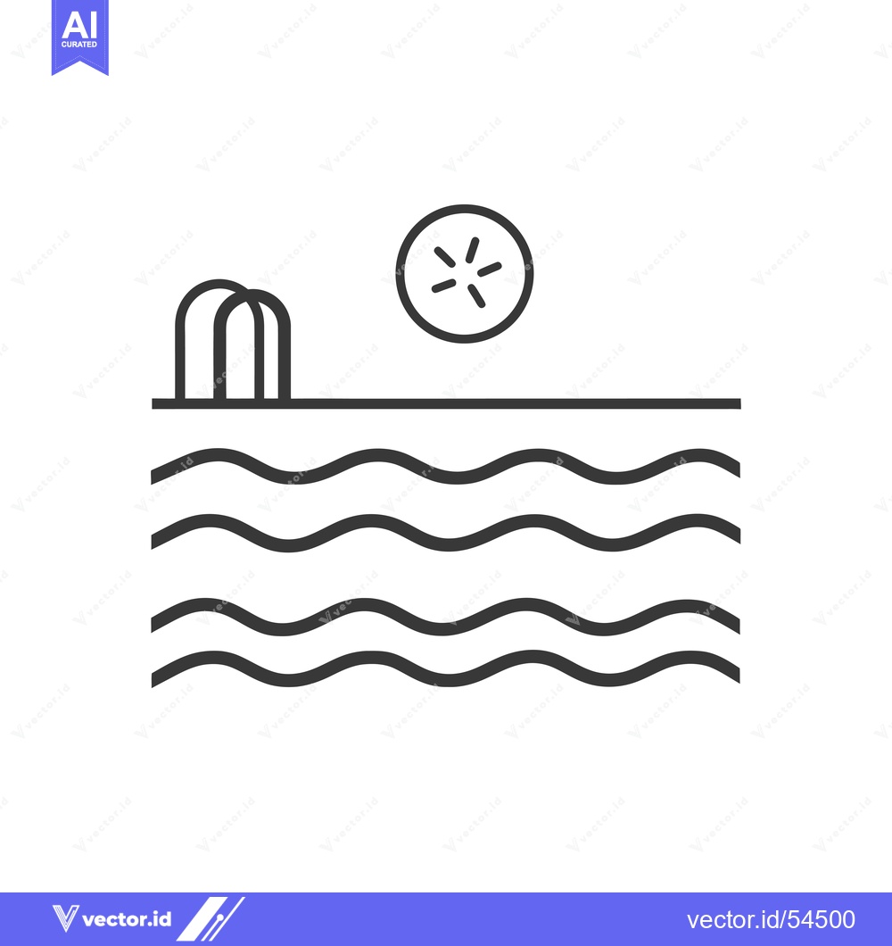 Premium Vector dari Line art illustration of a swimming pool with a ladder and a sun