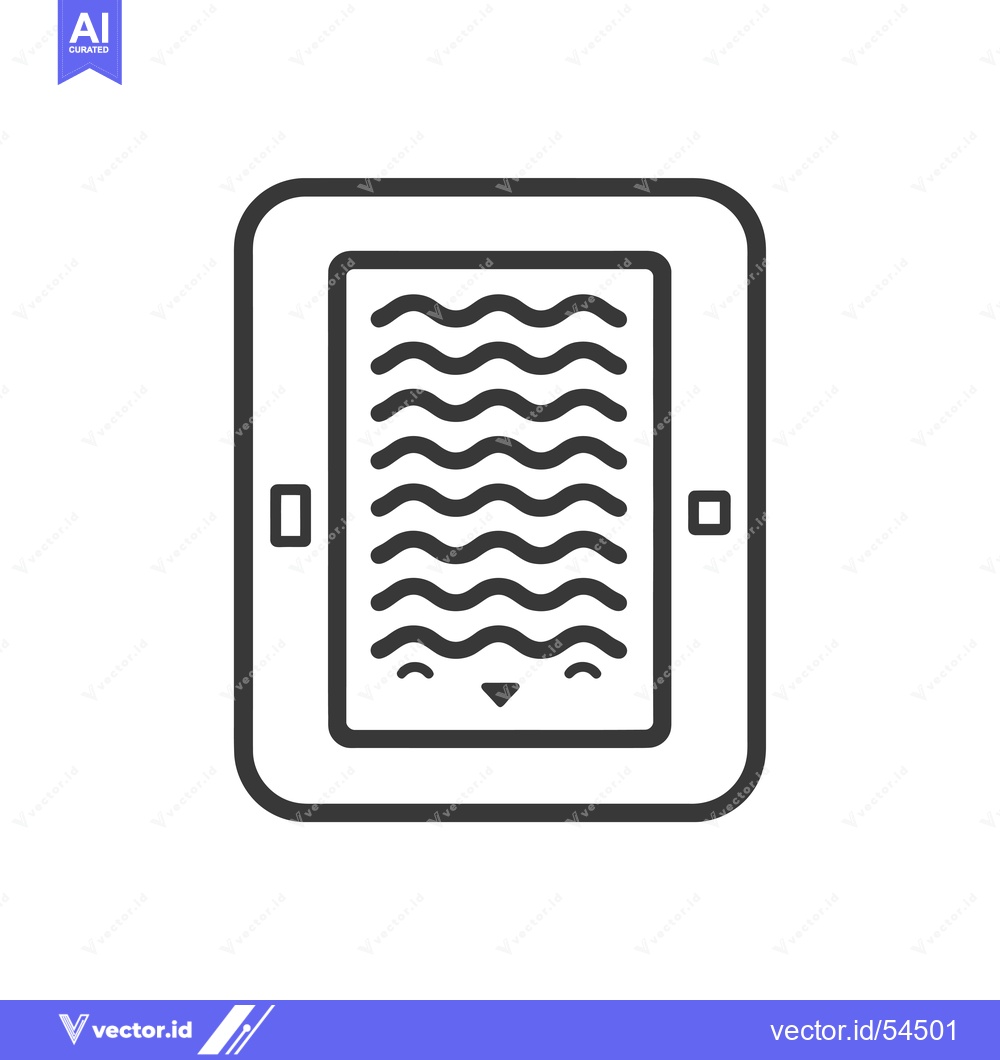 Premium Vector dari Line Art Illustration of a Tablet with Wavy Lines on the Screen