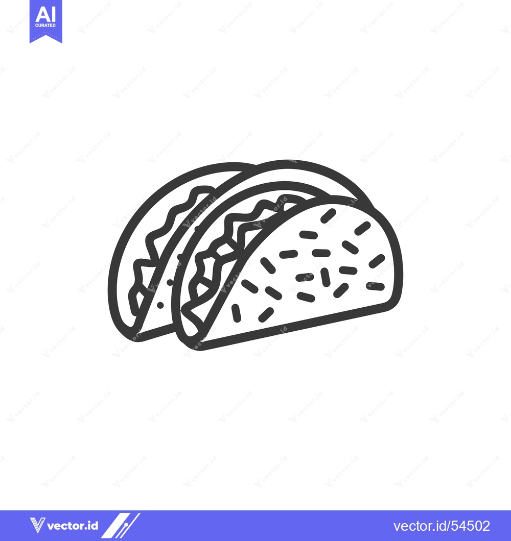 Premium Vector of Line art illustration of a taco with filling