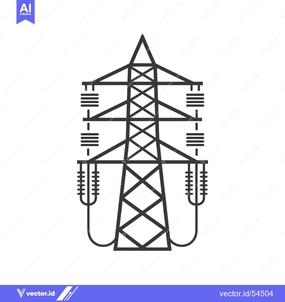 Premium Vector dari Line Art Illustration of a Tall Power Transmission Tower