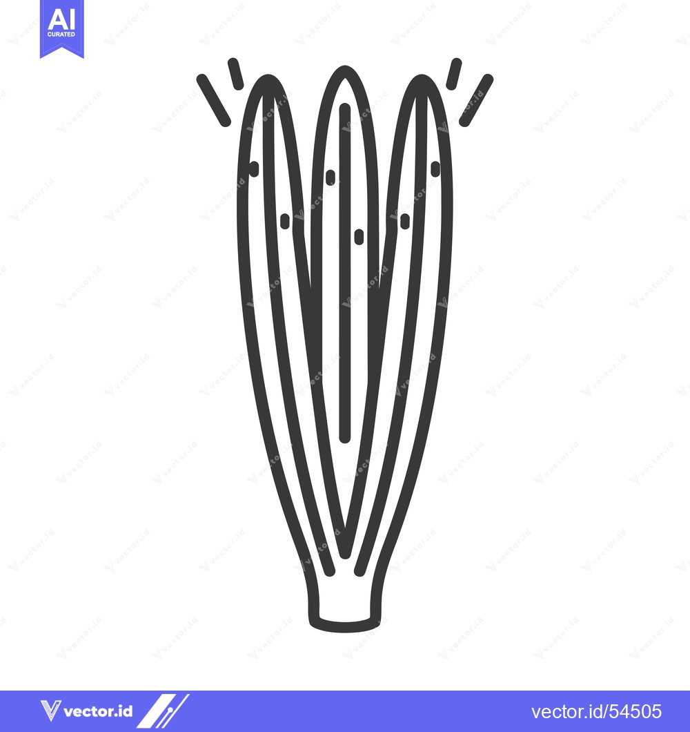 Premium Vector of Line Art Illustration of a Tall, Slender Cactus with Multiple Stems