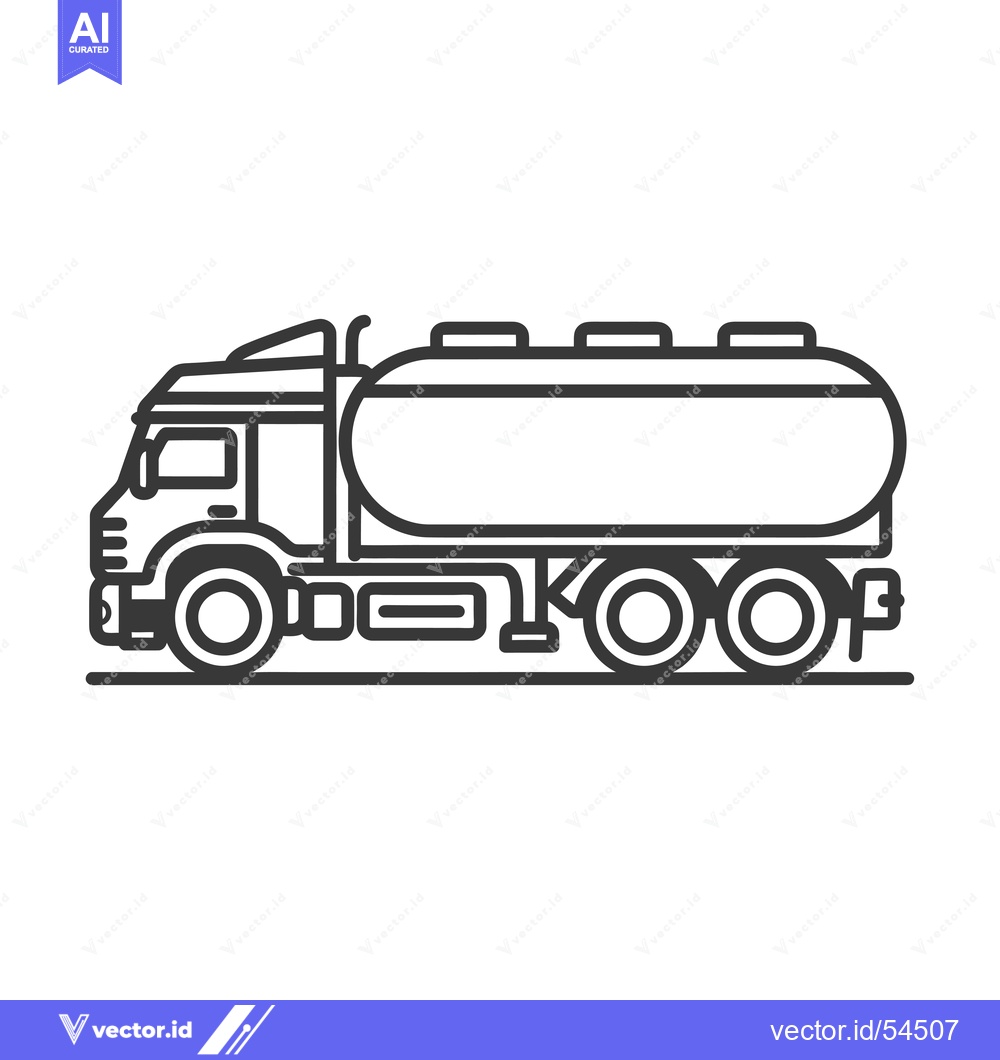 Premium Vector of Line Art Illustration of a Tanker Truck