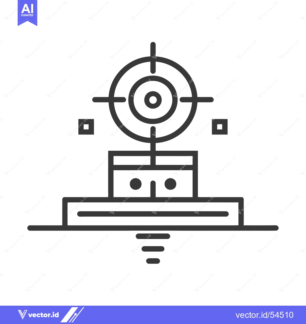 Premium Vector of Line art illustration of a target on a platform with a pedestal