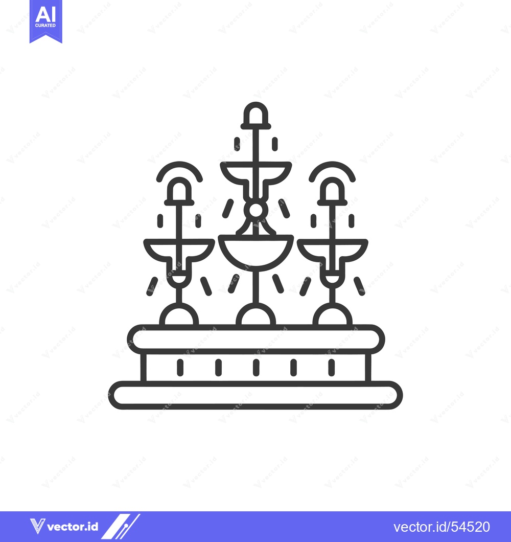 Premium Vector dari Line Art Illustration of a Three-Tiered Fountain