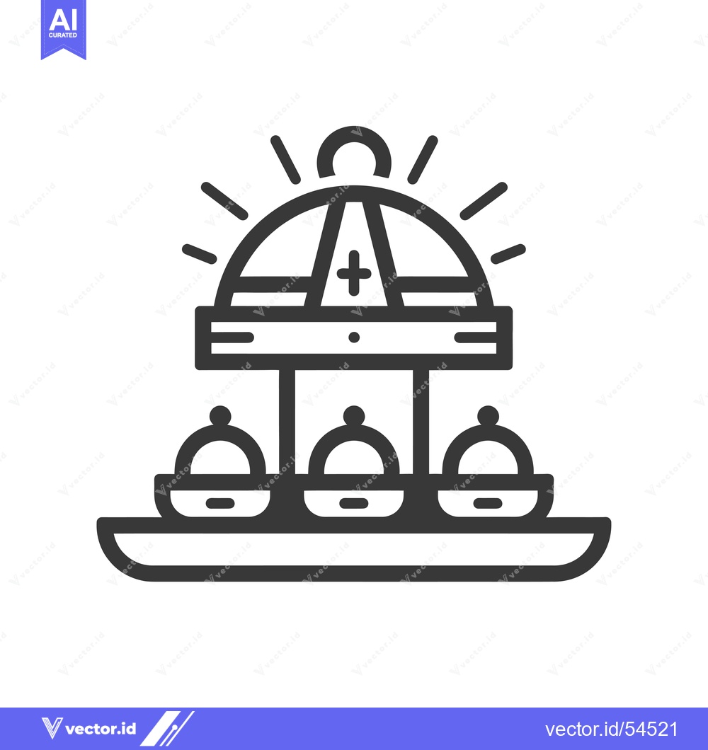 Premium Vector of Line Art Illustration of a Three-Tiered Serving Tray with a Dome Lid