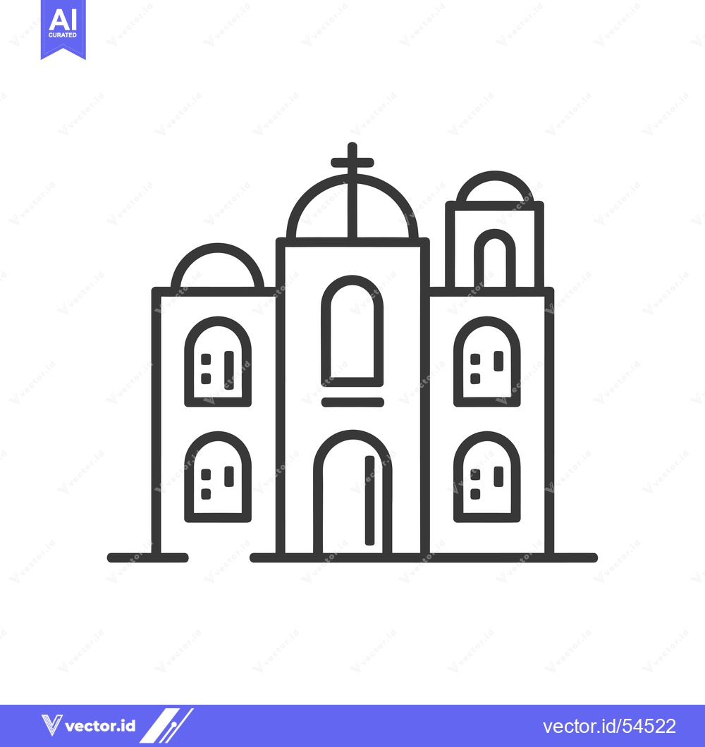 Premium Vector dari Line Art Illustration of a Three-Tower Church Building
