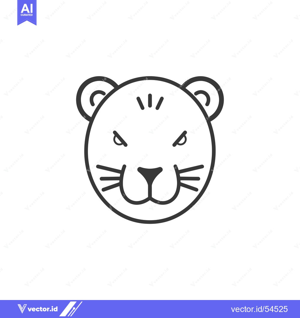 Premium Vector dari Line art illustration of a tiger's face