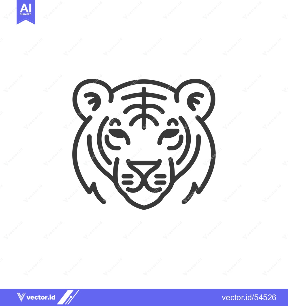 Premium Vector of Line art illustration of a tiger's head