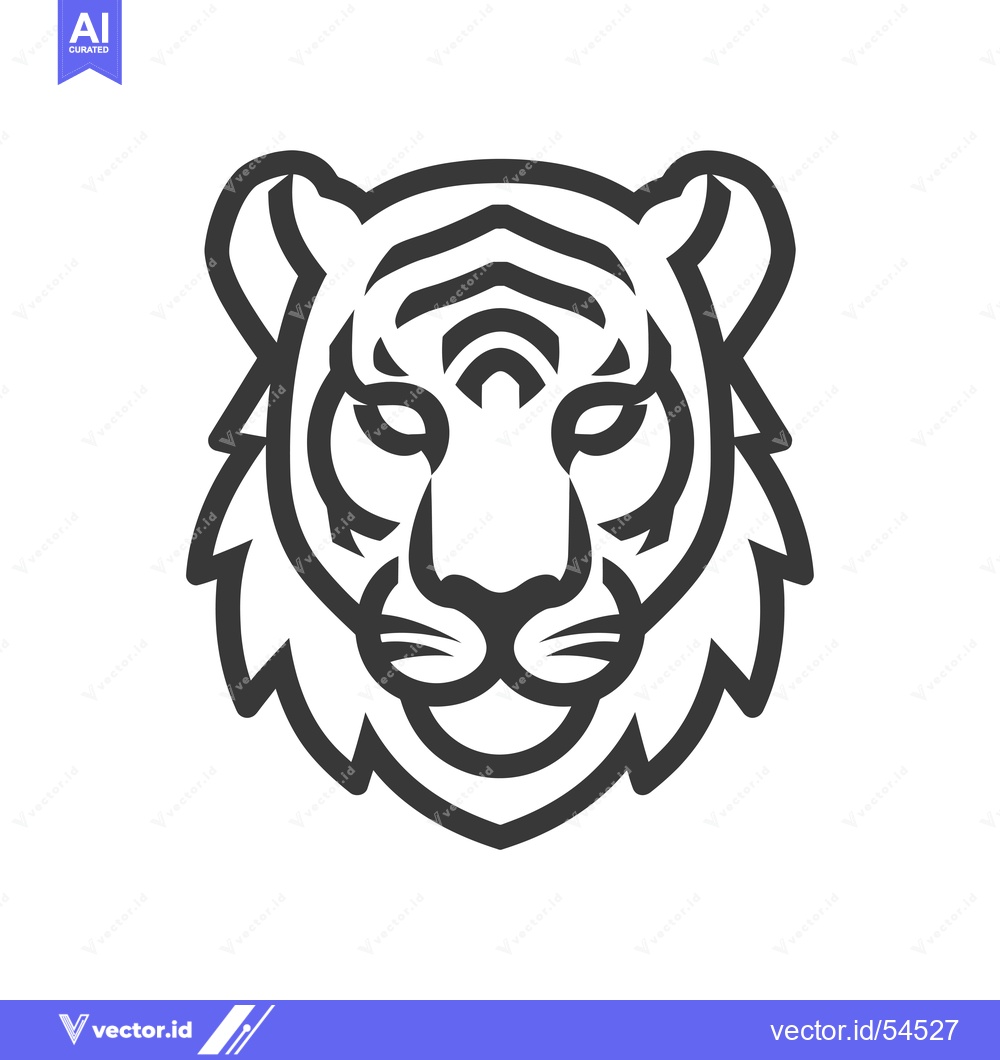 Premium Vector dari Line Art Illustration of a Tiger's Head
