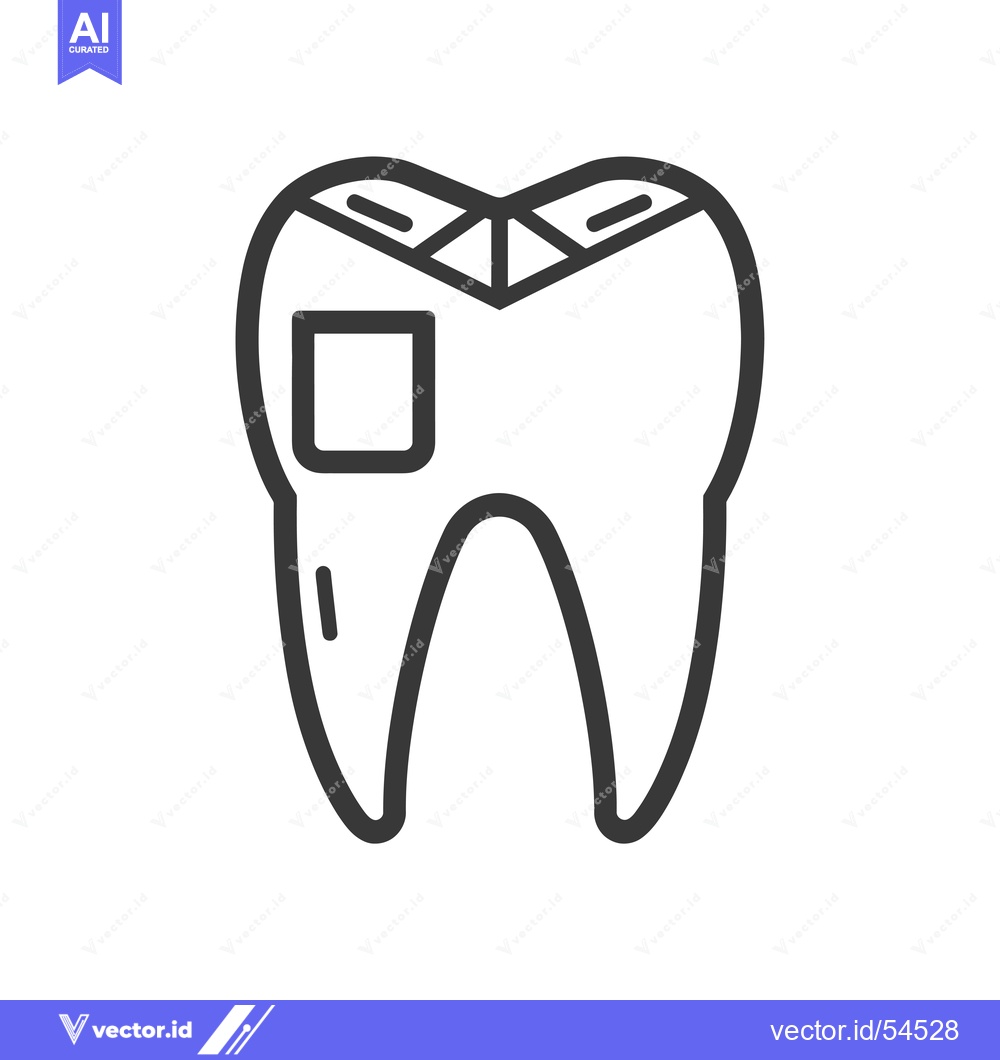 Premium Vector of Line Art Illustration of a Tooth with a Filling