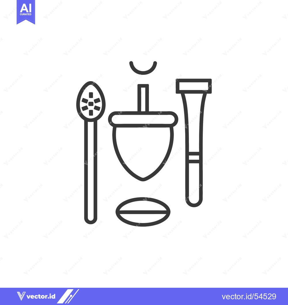 Premium Vector dari Line Art Illustration of a Top, Spoon, Tube, and an Oval