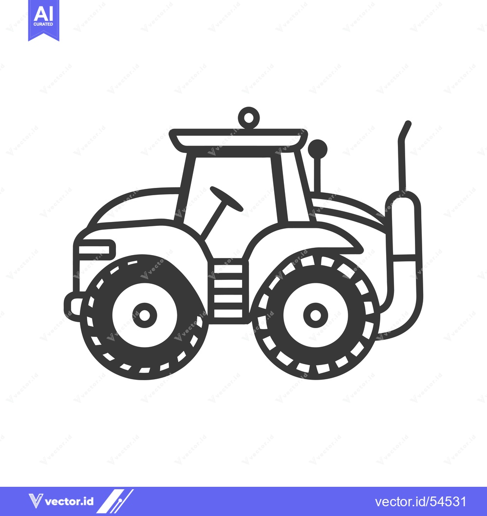 Premium Vector dari Line art illustration of a tractor with a large rear tire