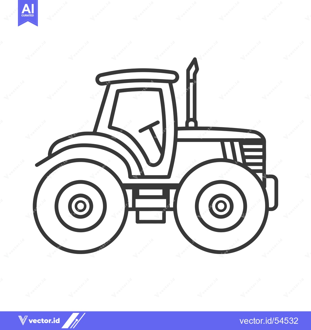 Premium Vector dari Line art illustration of a tractor with large wheels