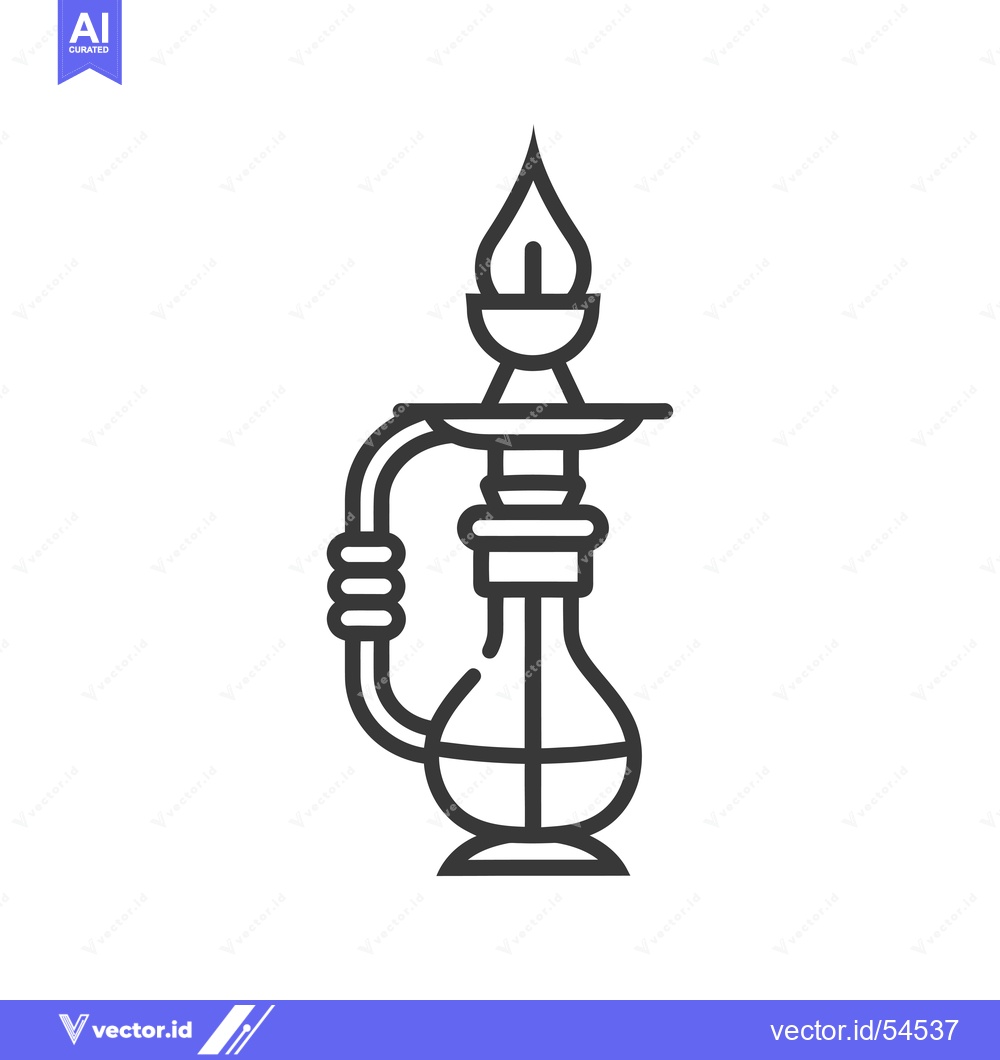 Premium Vector of Line Art Illustration of a Traditional Hookah
