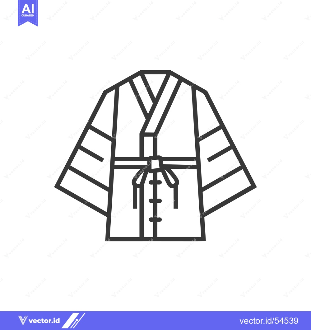 Premium Vector dari Line Art Illustration of a Traditional Japanese Kimono