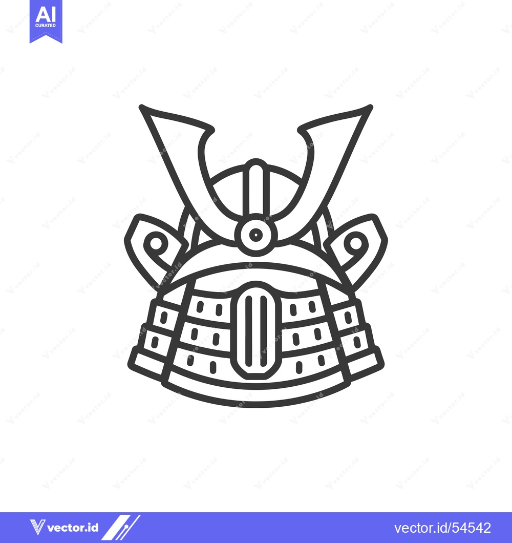Premium Vector dari Line Art Illustration of a Traditional Samurai Helmet