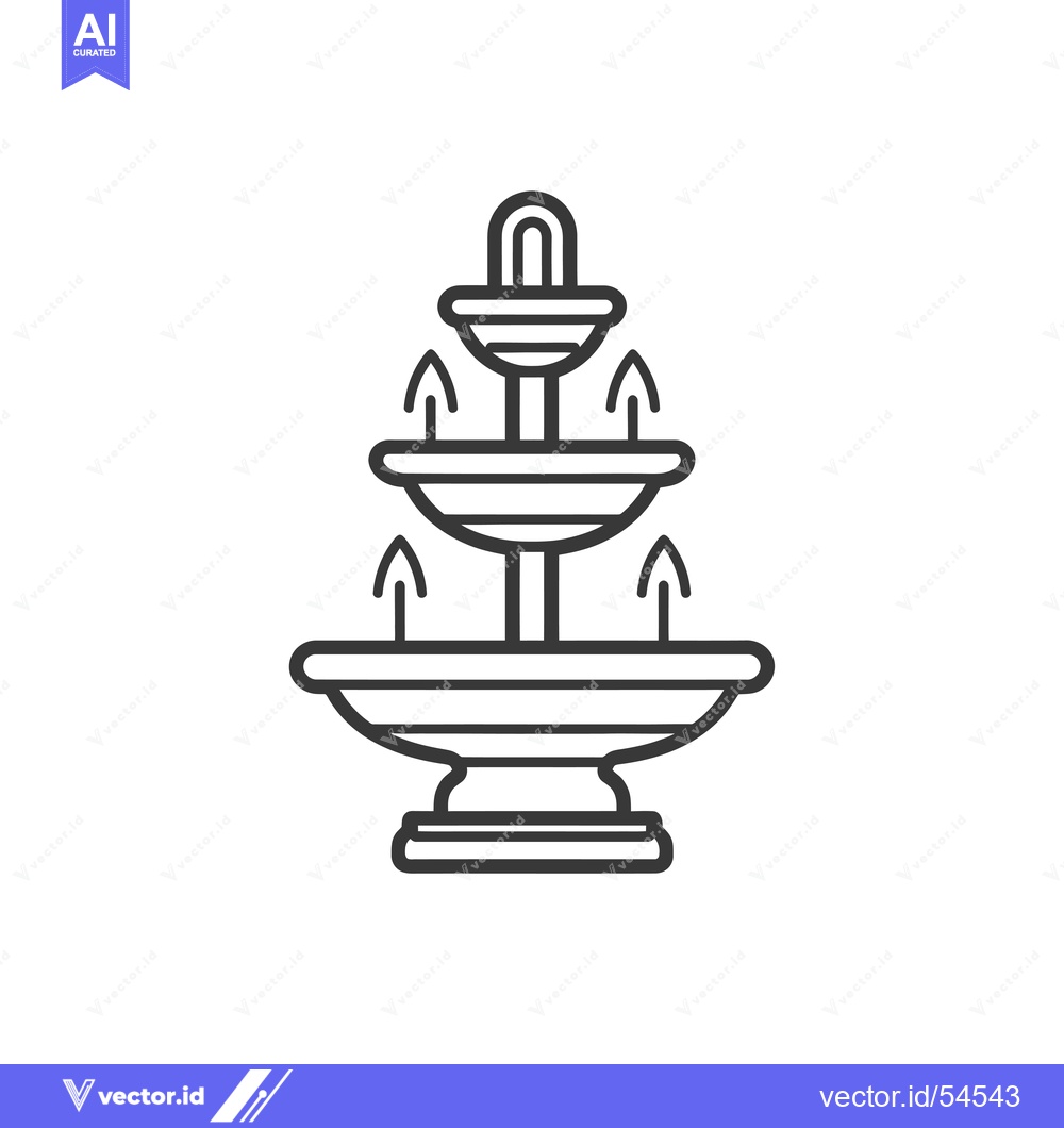 Premium Vector of Line Art Illustration of a Traditional Three-Tiered Fountain