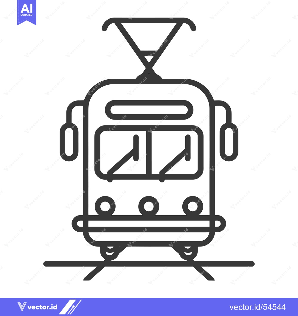 Premium Vector dari Line Art Illustration of a Tram on Tracks