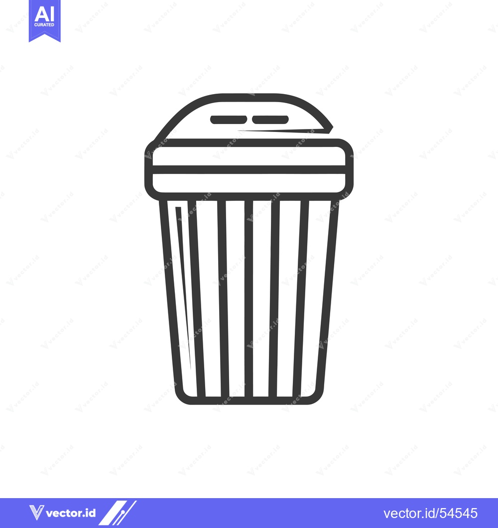 Premium Vector dari Line Art Illustration of a Trash Can with a Lid