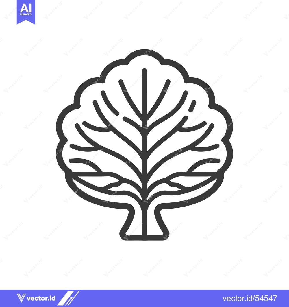 Premium Vector dari Line art illustration of a tree with a rounded crown