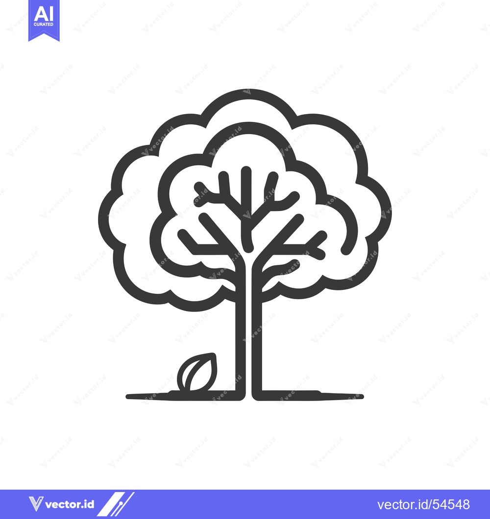 Premium Vector of Line Art Illustration of a Tree with a Single Leaf on the Ground