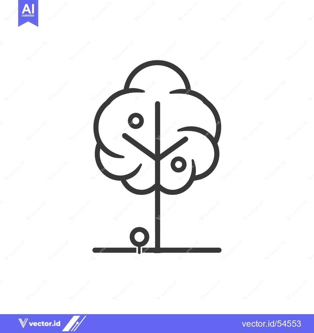 Premium Vector of Line Art Illustration of a Tree with Three Fruits
