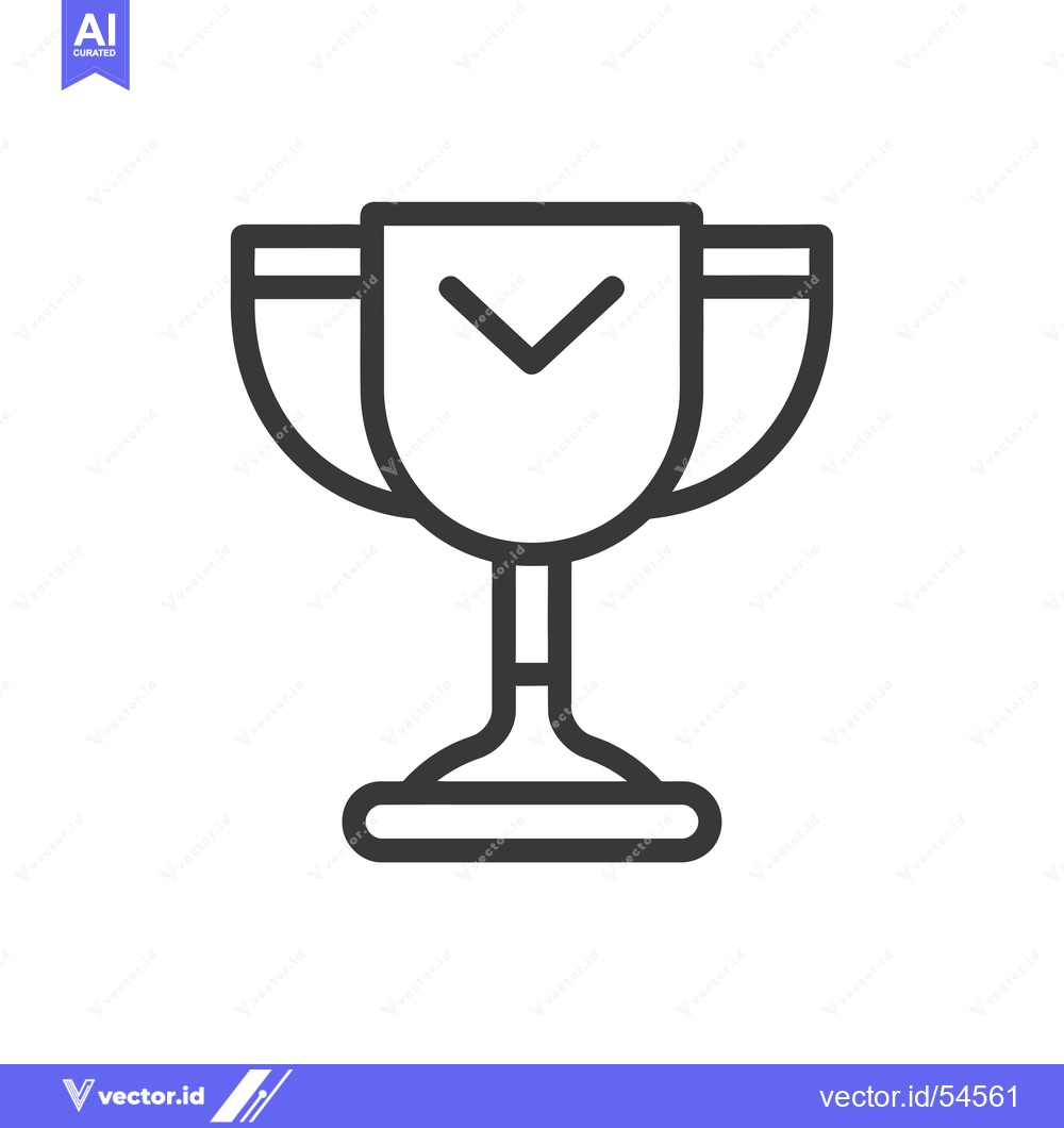 Premium Vector of Line Art Illustration of a Trophy Cup with a Checkmark
