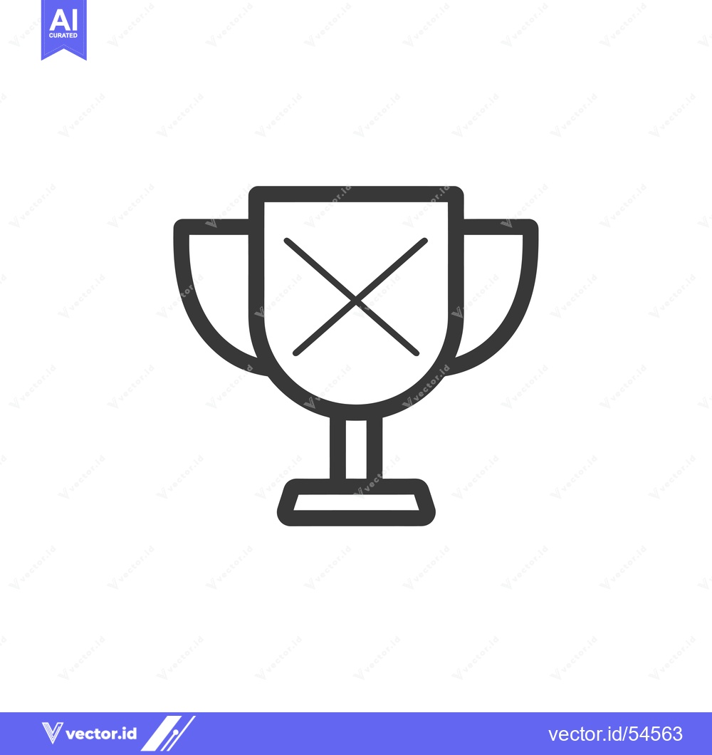 Premium Vector dari Line art illustration of a trophy with a cross inside