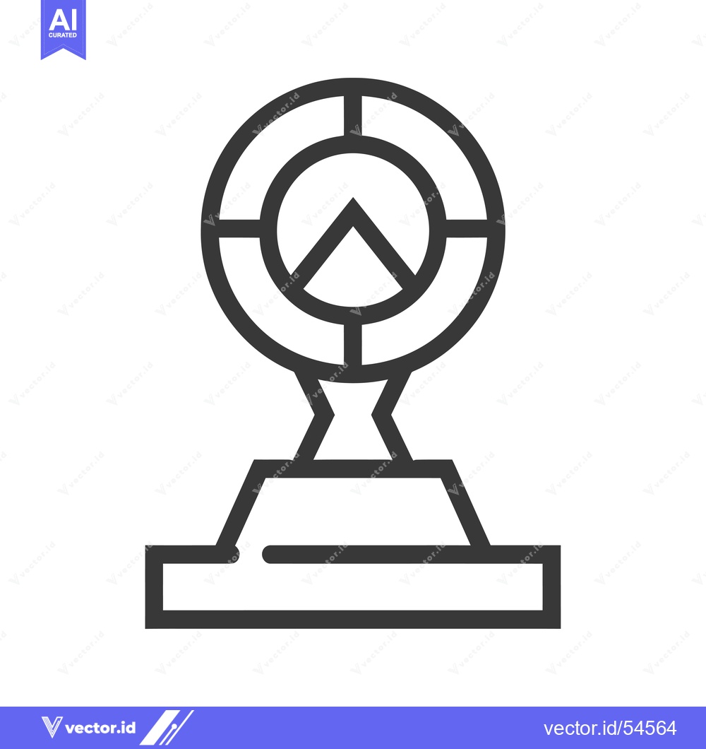 Premium Vector dari Line art illustration of a trophy with a target symbol on top