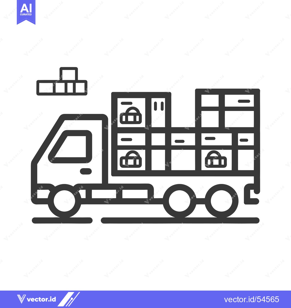 Premium Vector of Line art illustration of a truck carrying packages