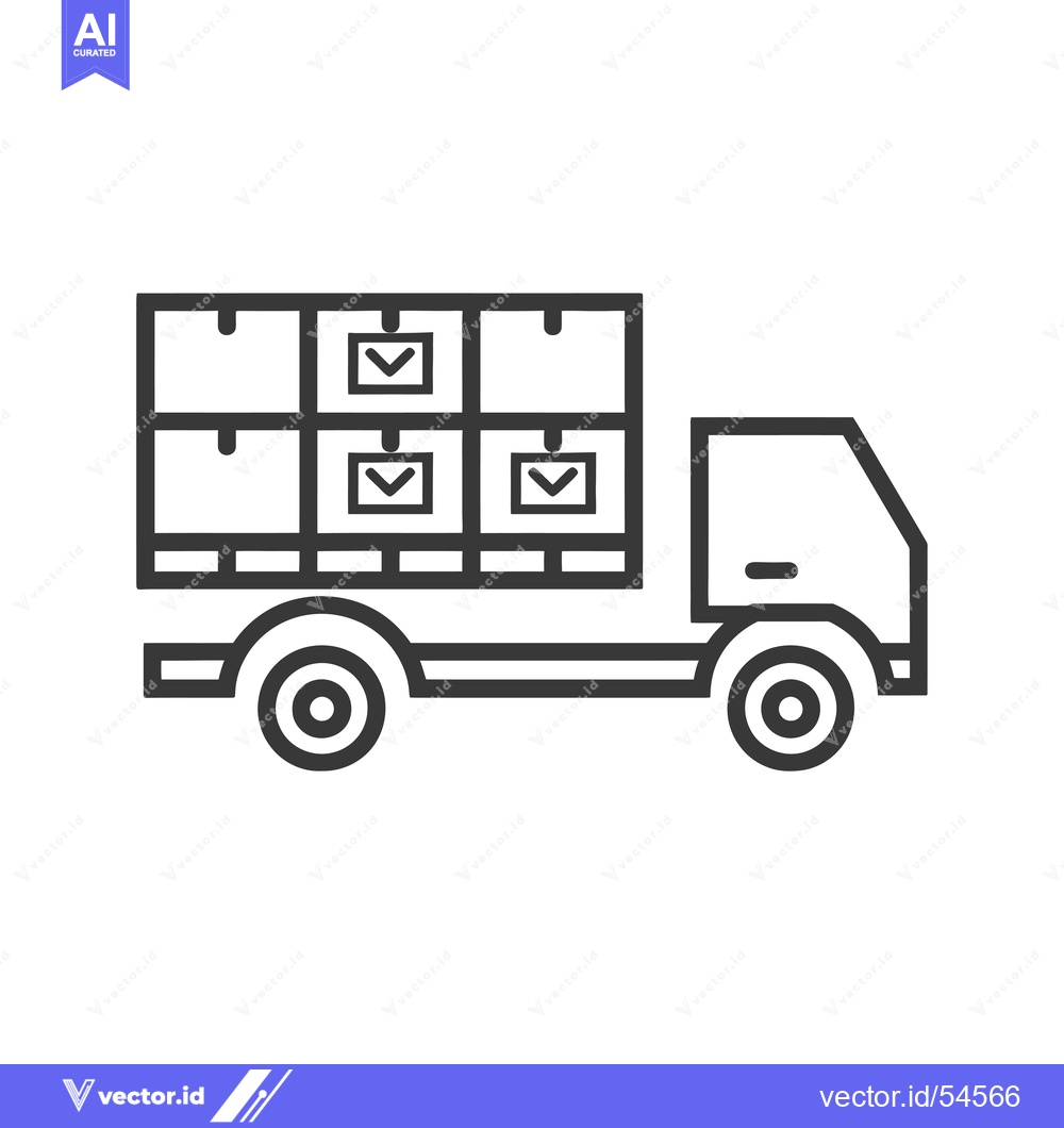 Premium Vector dari Line art illustration of a truck with a cargo bed full of boxes