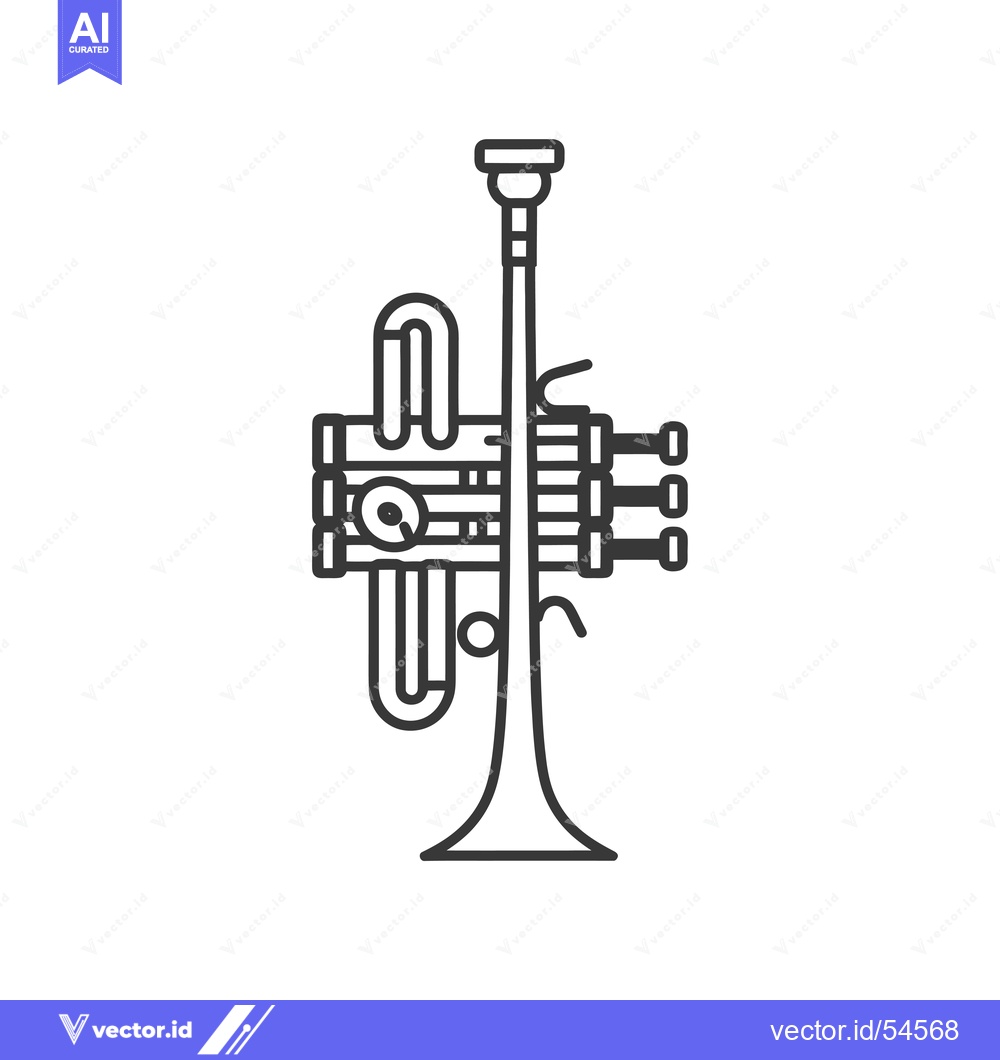 Premium Vector of Line Art Illustration of a Trumpet