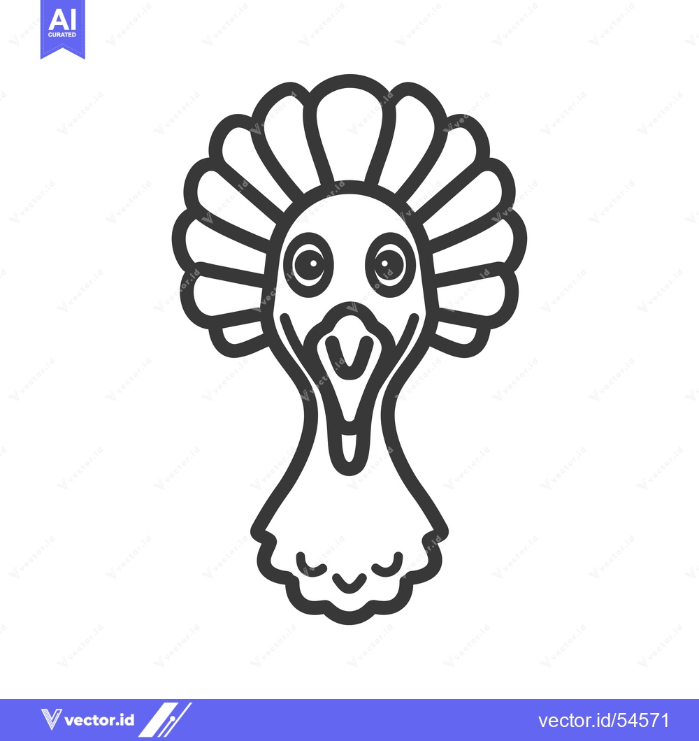 Premium Vector dari Line Art Illustration of a Turkey Head