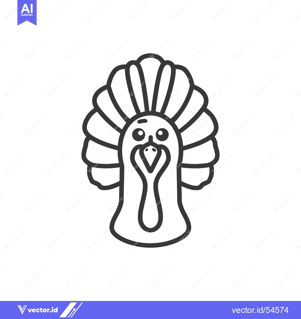 Premium Vector dari Line Art Illustration of a Turkey's Head