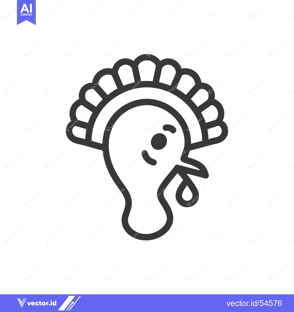Premium Vector of Line Art Illustration of a Turkey's Head