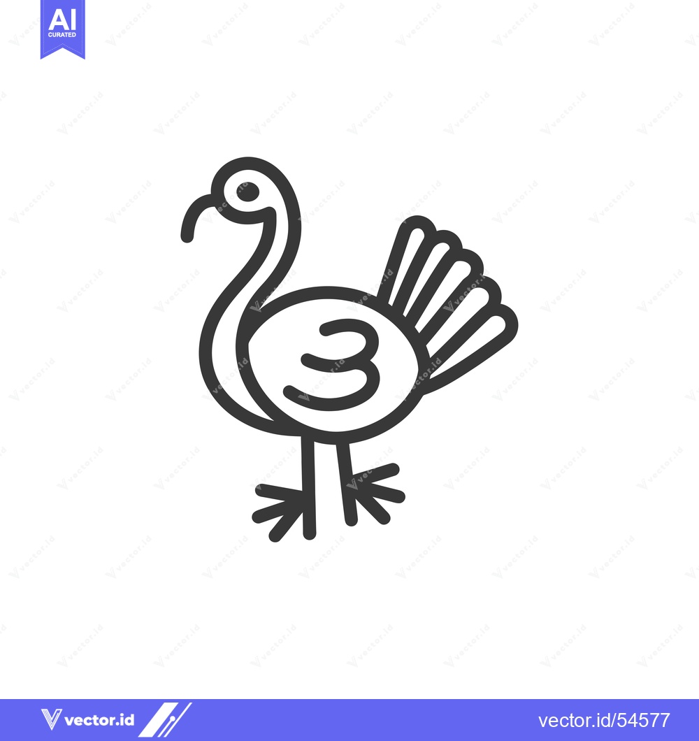 Premium Vector dari Line art illustration of a turkey standing on two legs