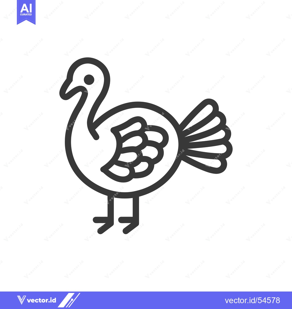 Premium Vector of Line art illustration of a turkey with detailed feathers
