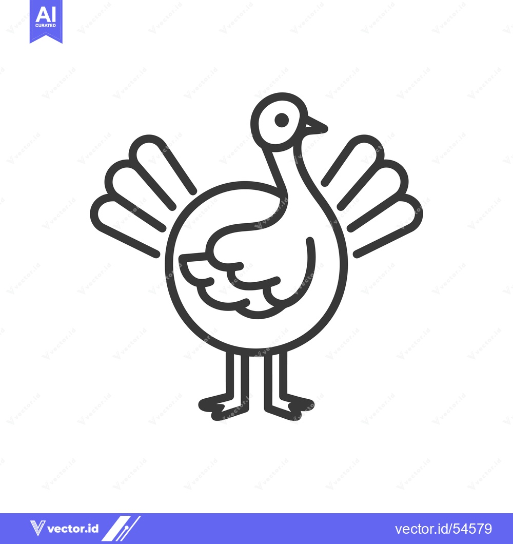 Premium Vector of Line art illustration of a turkey with spread wings