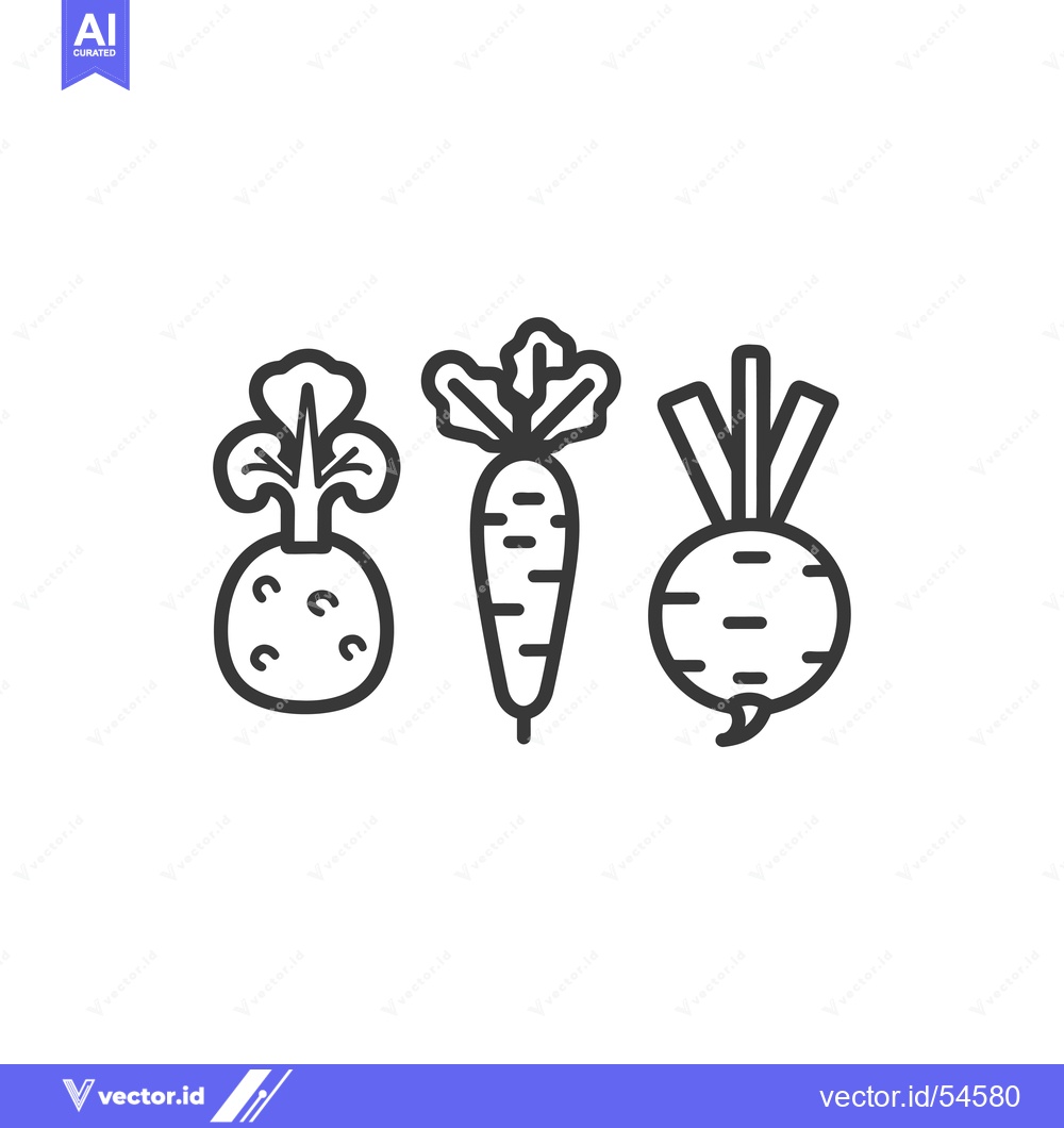 Premium Vector of Line Art Illustration of a Turnip, Carrot, and Beetroot