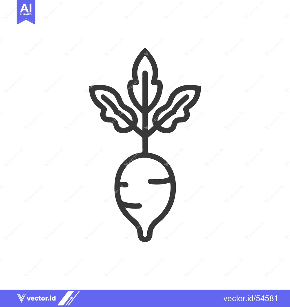 Premium Vector dari Line art illustration of a turnip with leaves