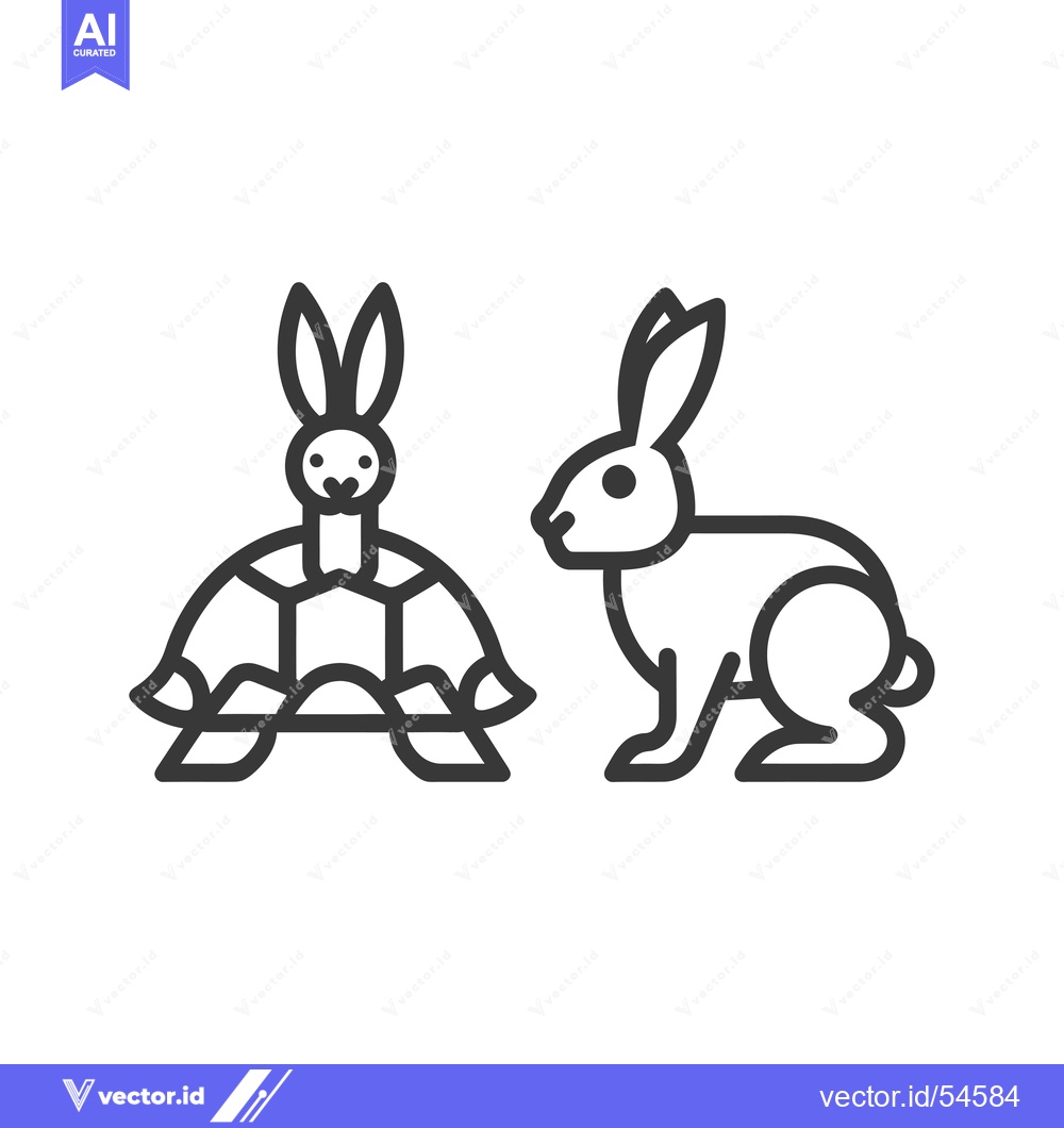 Premium Vector dari Line art illustration of a turtle and a rabbit