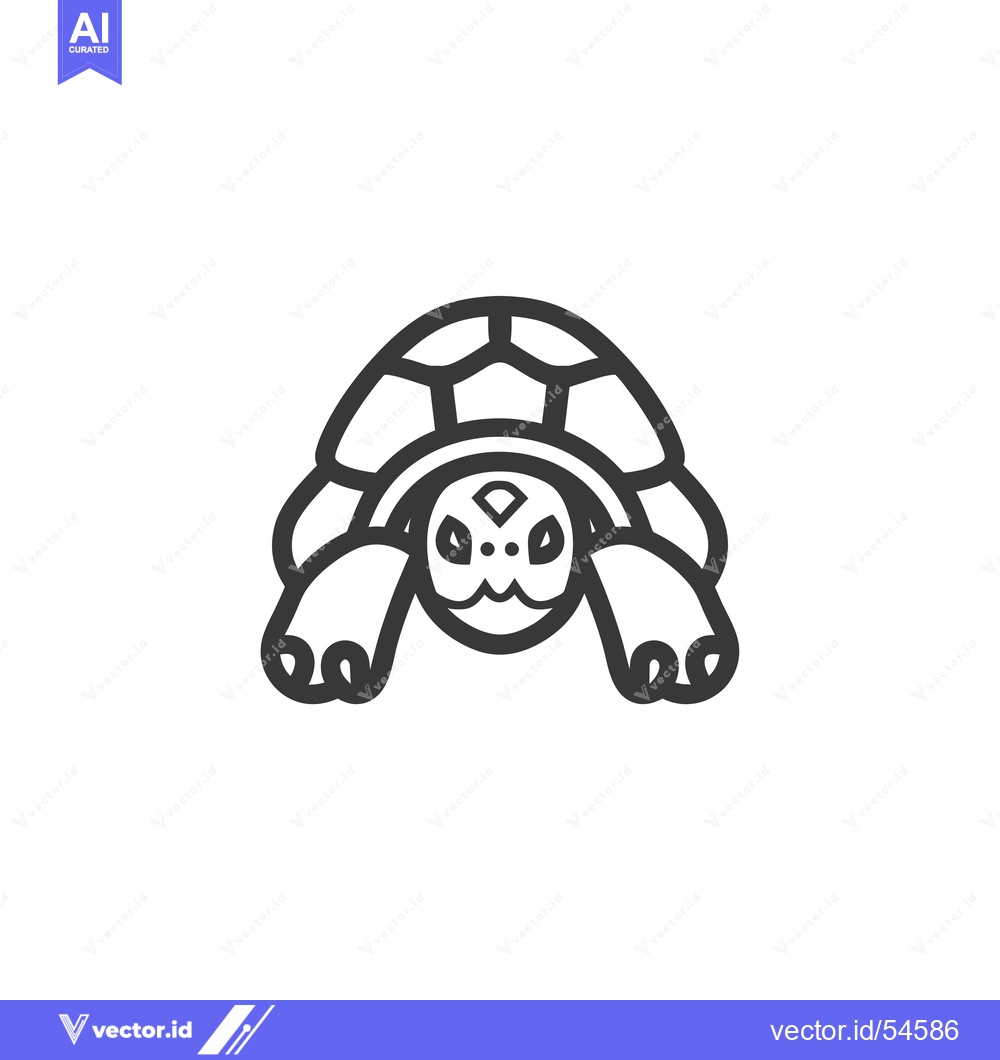 Premium Vector of Line Art Illustration of a Turtle Facing Forward