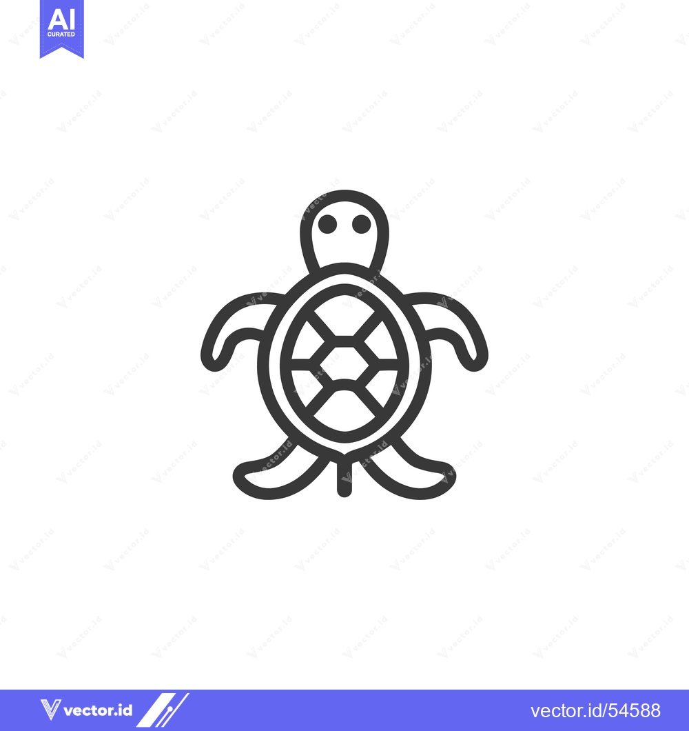 Premium Vector of Line Art Illustration of a Turtle with a Shell