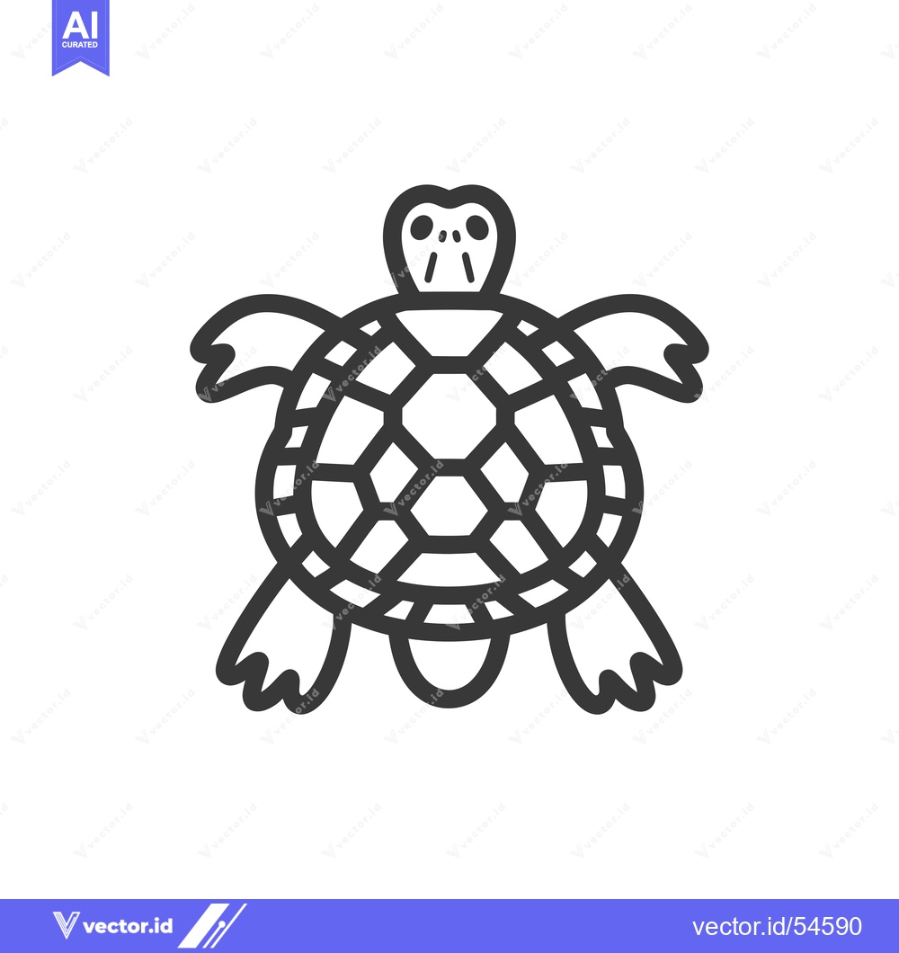 Premium Vector dari Line art illustration of a turtle with its shell