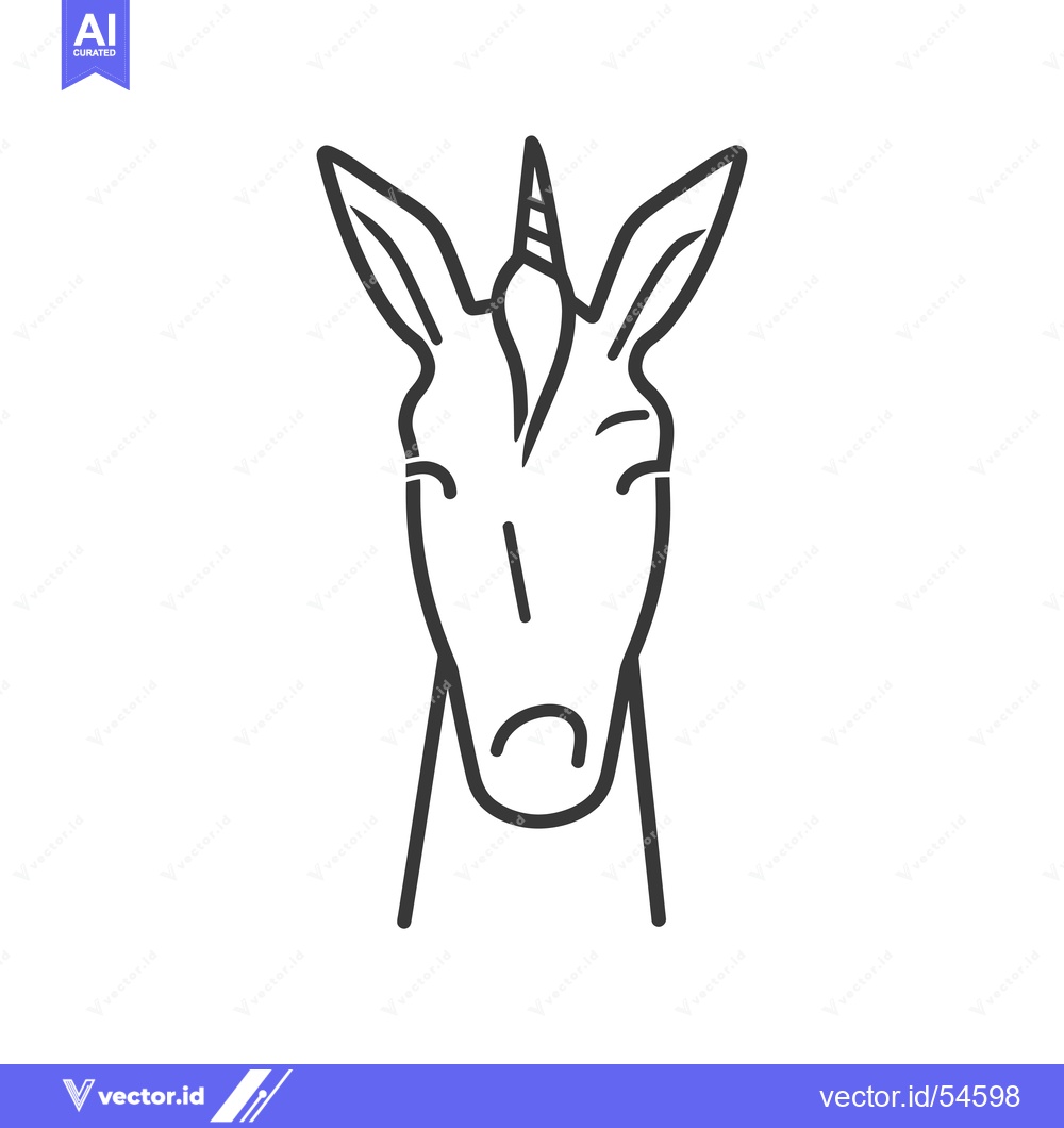 Premium Vector of Line Art Illustration of a Unicorn Head