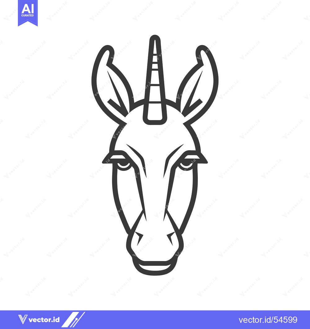 Premium Vector dari Line Art Illustration of a Unicorn's Face
